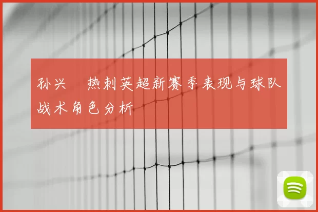 孙兴慜热刺英超新赛季表现与球队战术角色分析